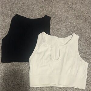 Women's Black and White Ribbed Crop Tops